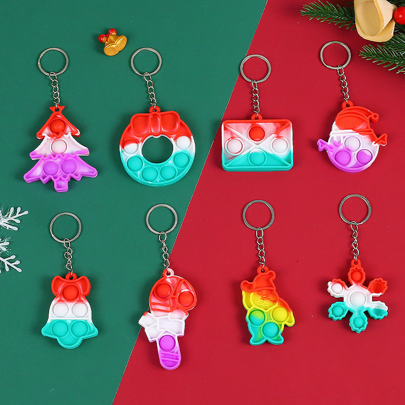 Wholesale Random Christmas Silicone Decompression Finger Toy Keychain